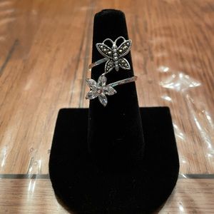 Marcasite Butterfly with Flower Wrap Around Ring